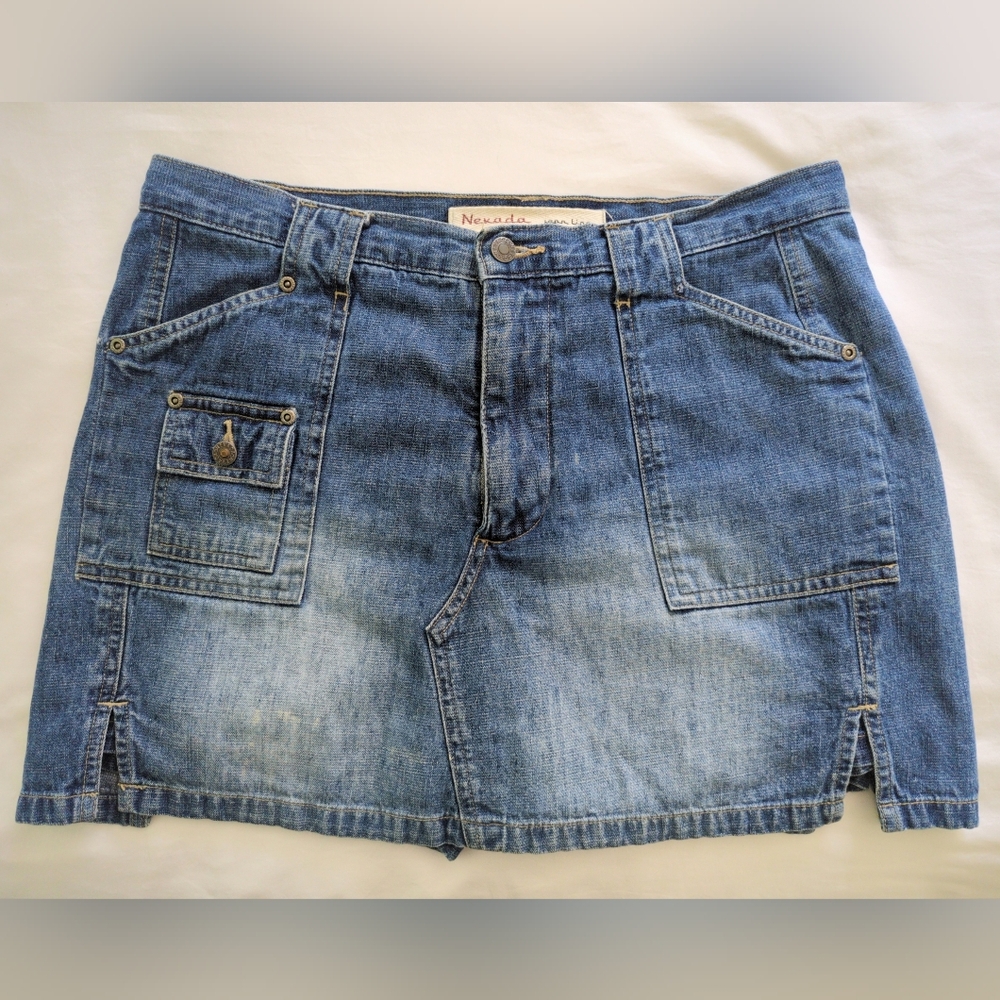 Vintage Y2K Medium 8 10 Nevada denim jeans cargo mini skort skirt 2000s Cotton